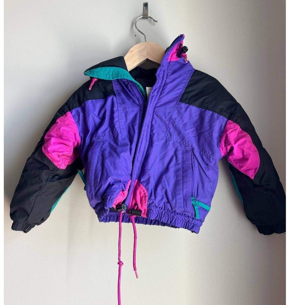 Roeurks Vintage 80s 90s Kids Ski Jacket 4T Colorblock Retro Y2K Streetwear
